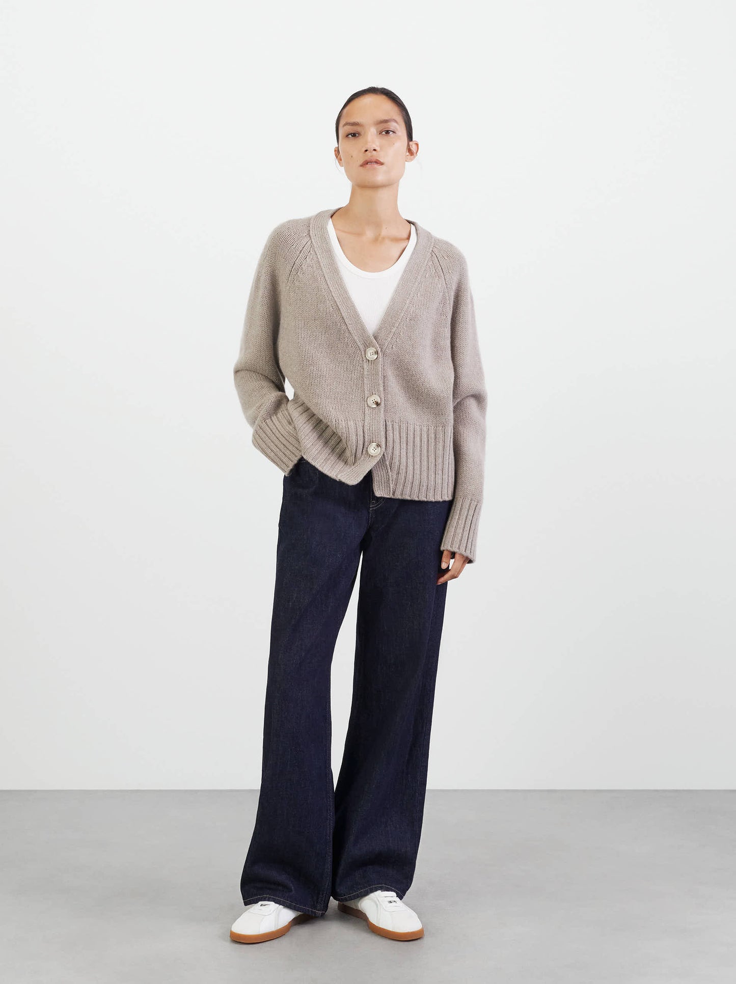 V-neck Cardigan - Greige