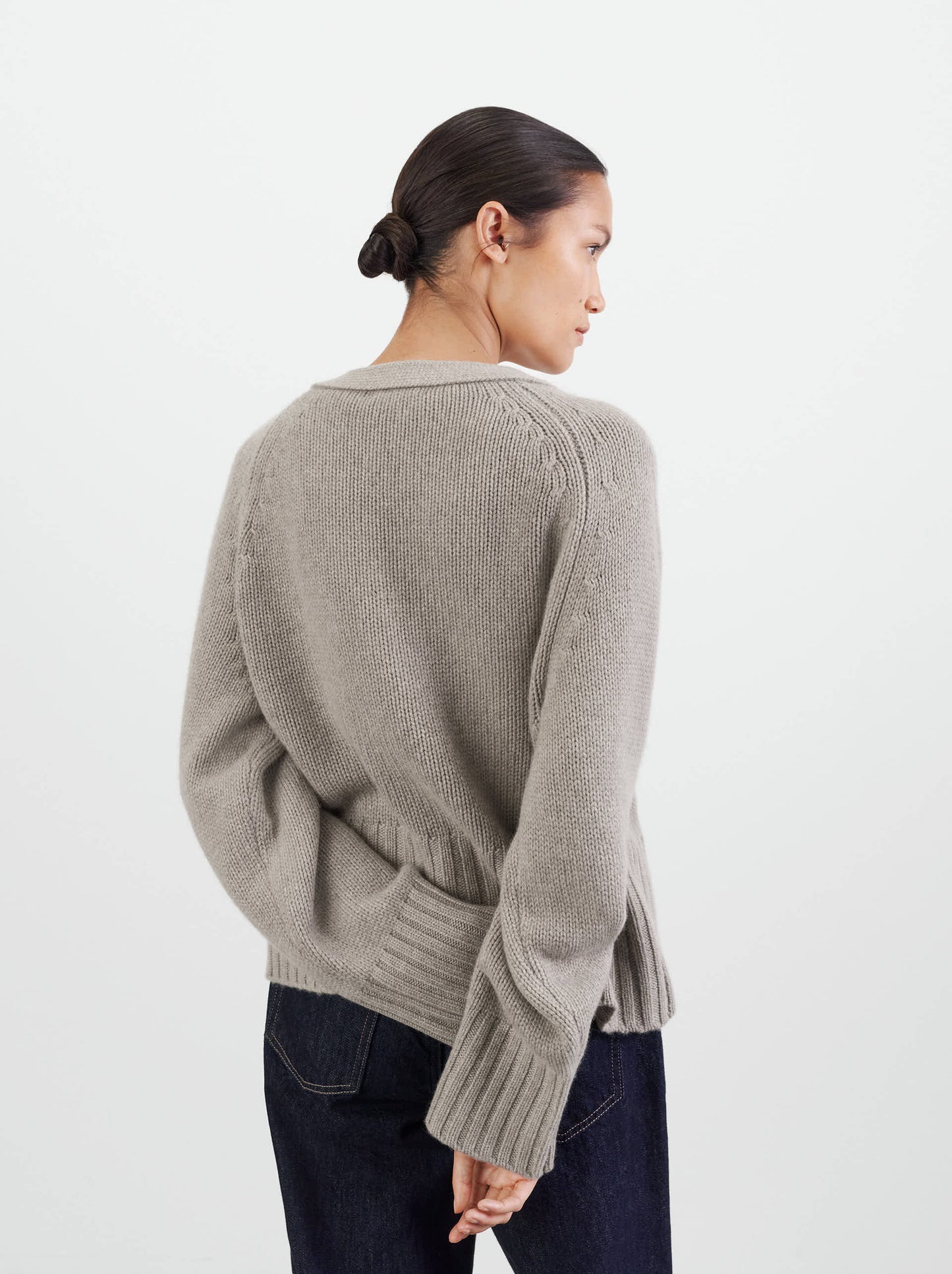 V-neck Cardigan - Greige