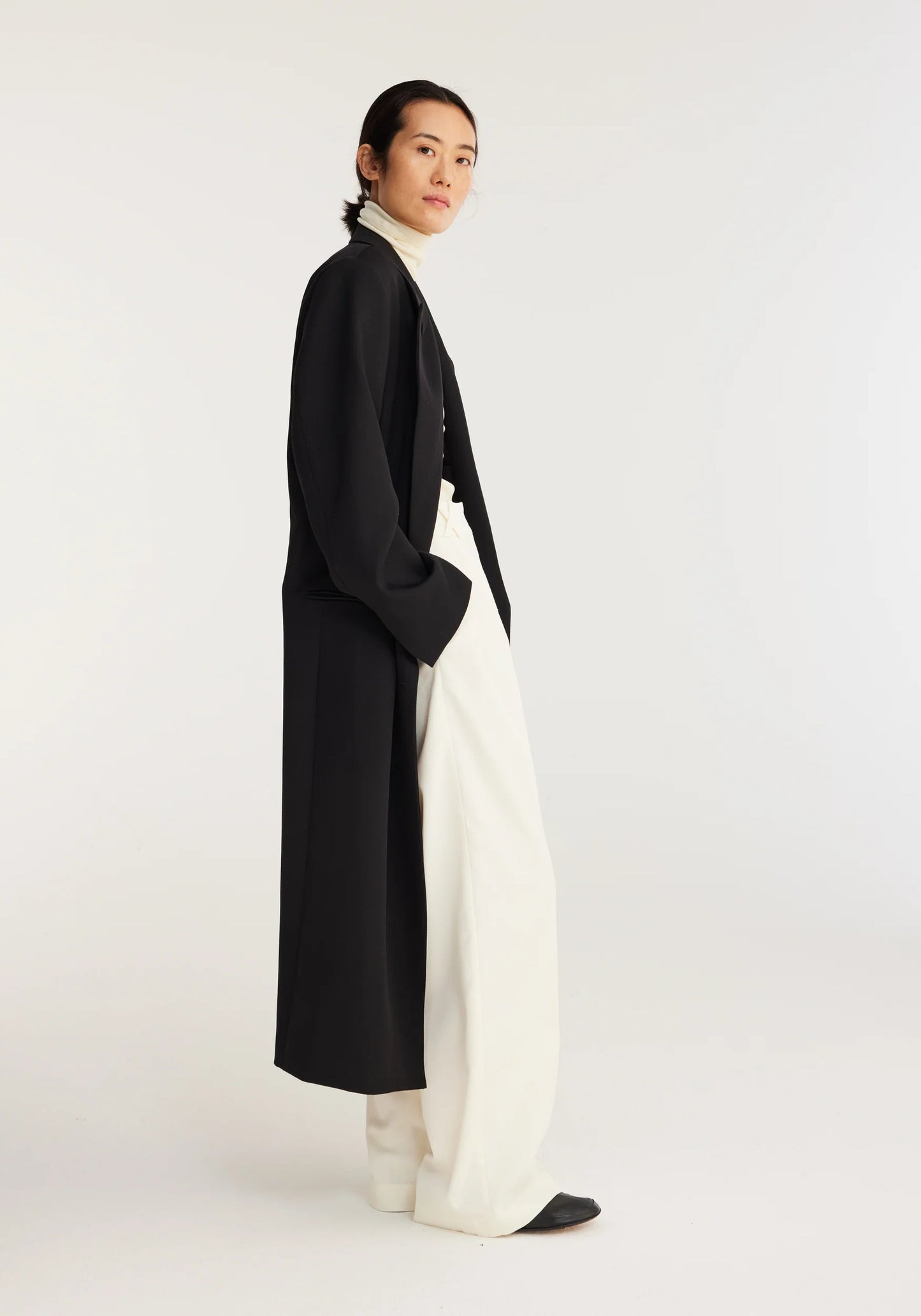 Tailored Black Cape Coat