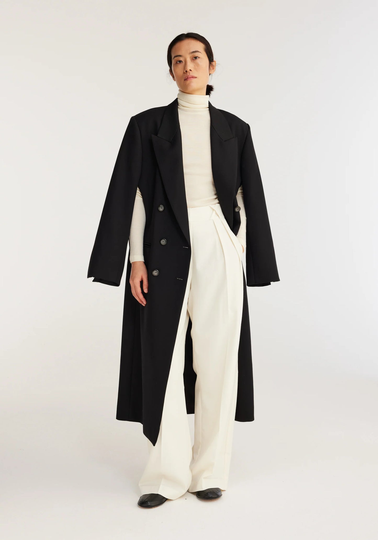 Tailored Black Cape Coat