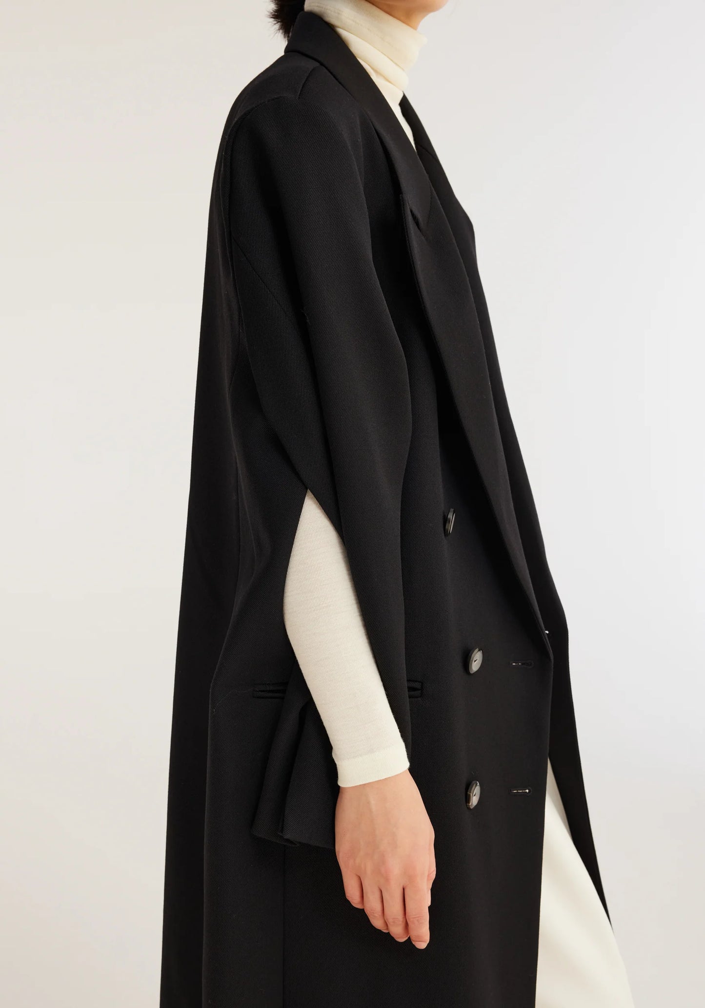 Tailored Black Cape Coat