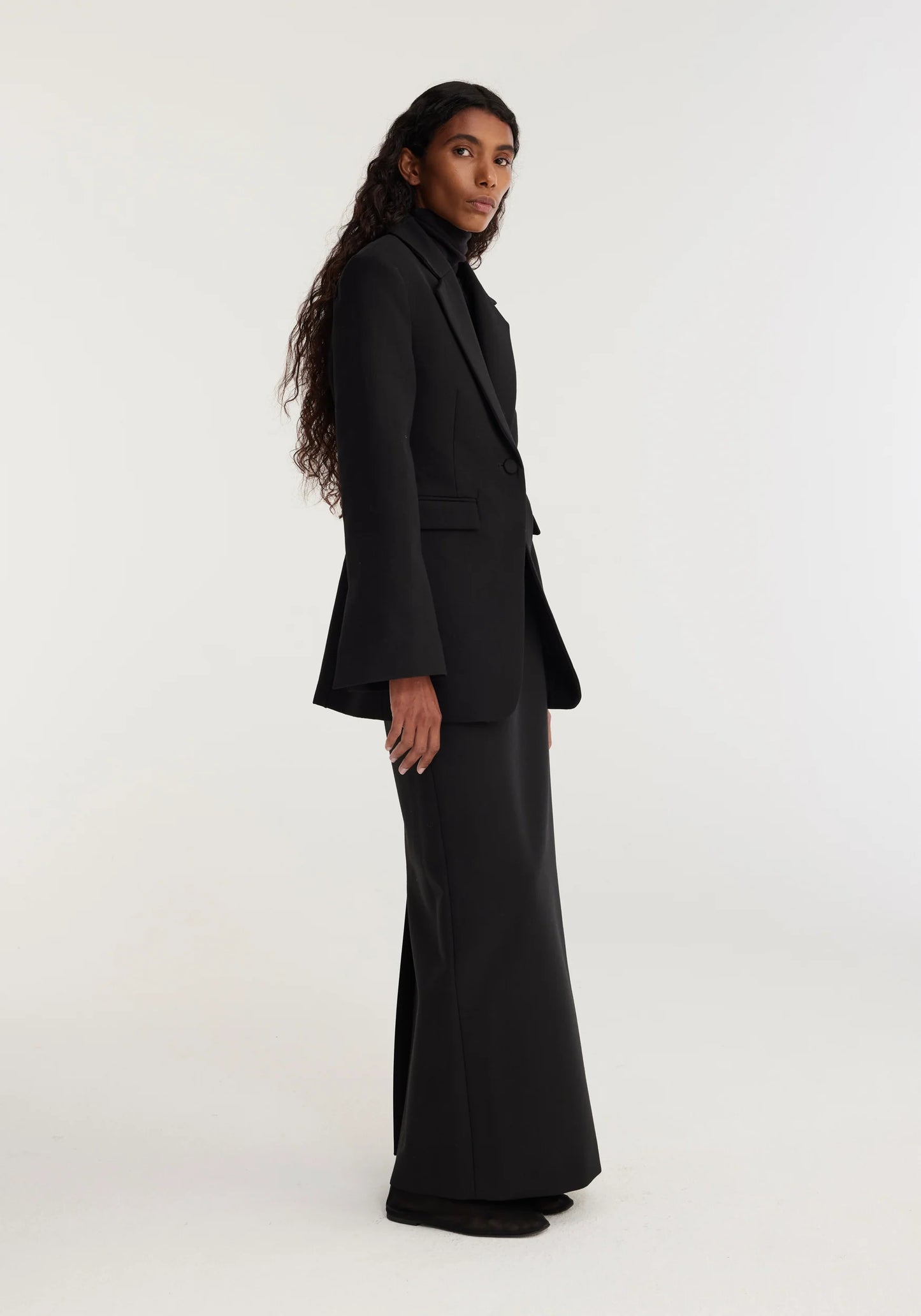 Waisted Black Wool Blazer