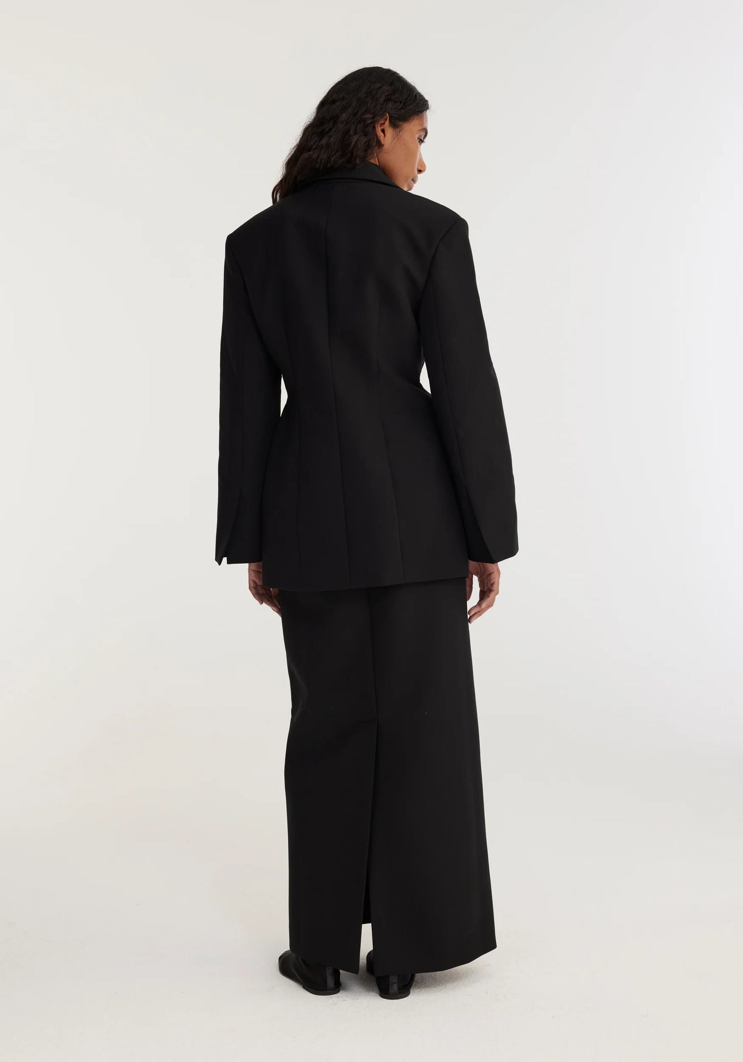 Waisted Black Wool Blazer