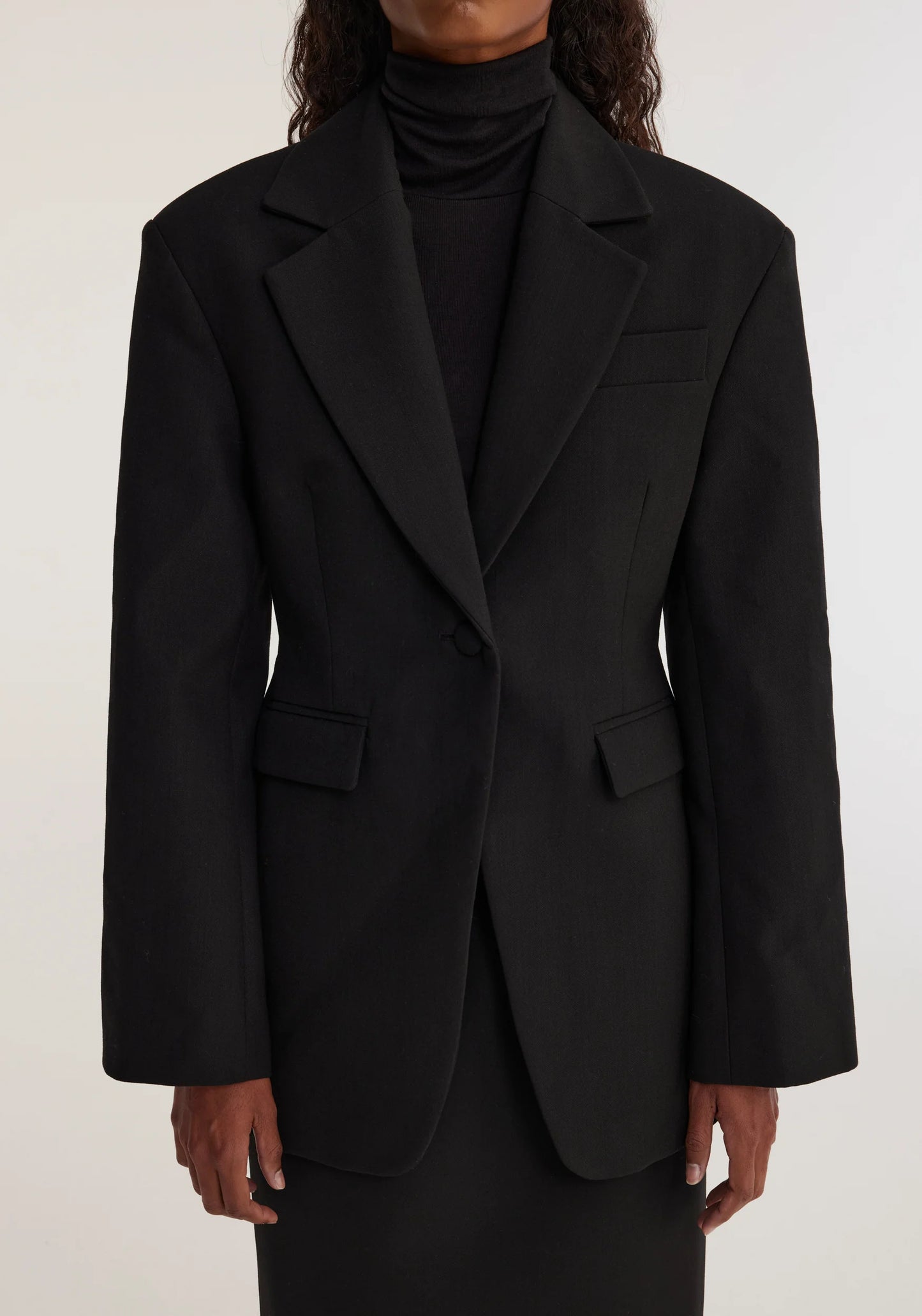 Waisted Black Wool Blazer