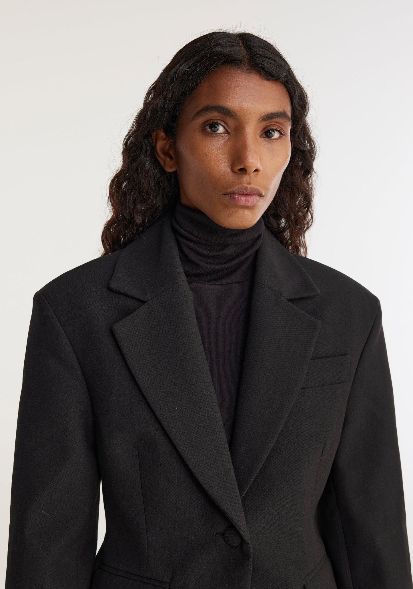 Waisted Black Wool Blazer