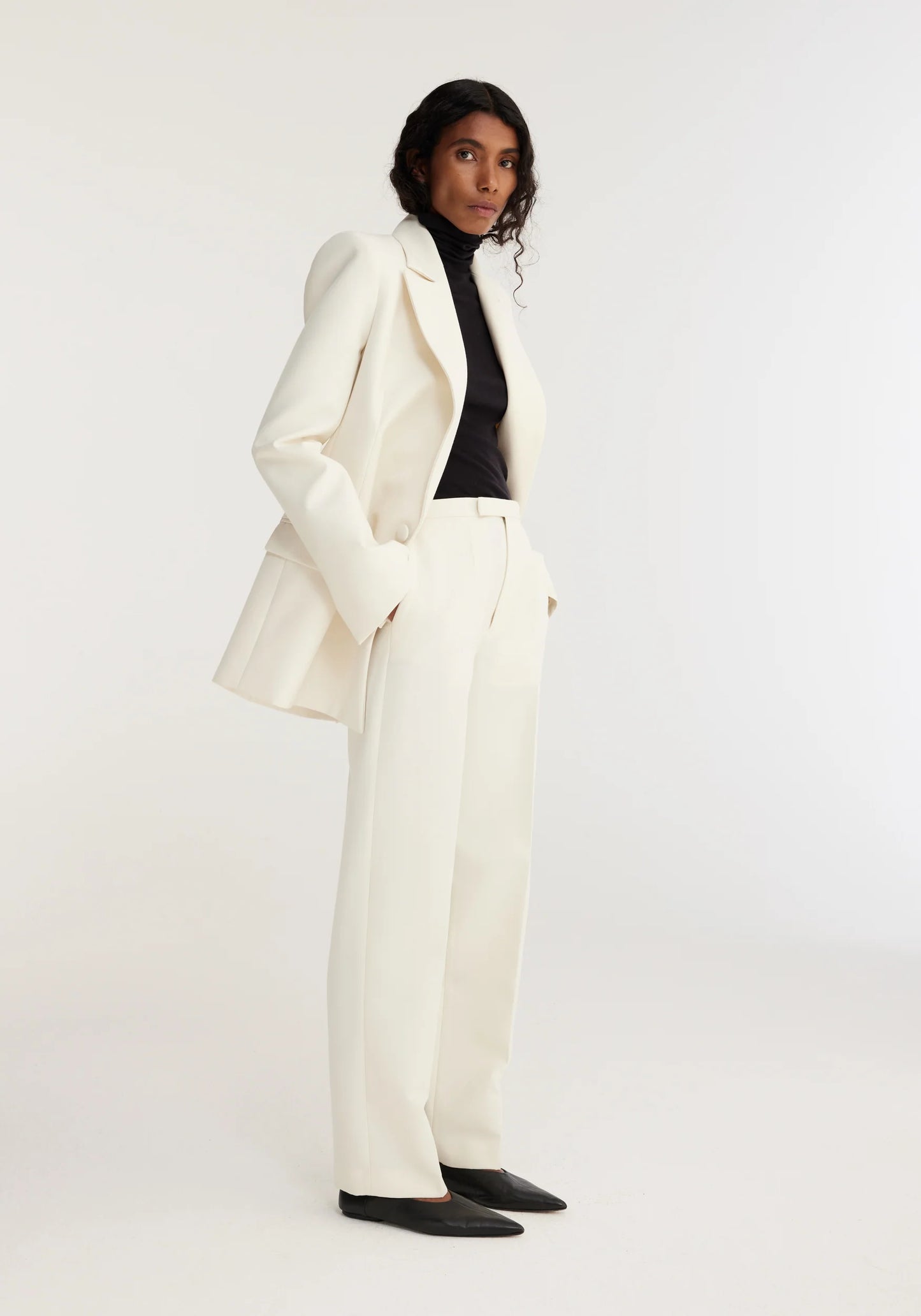 Tailored Ivory Wool Trousers