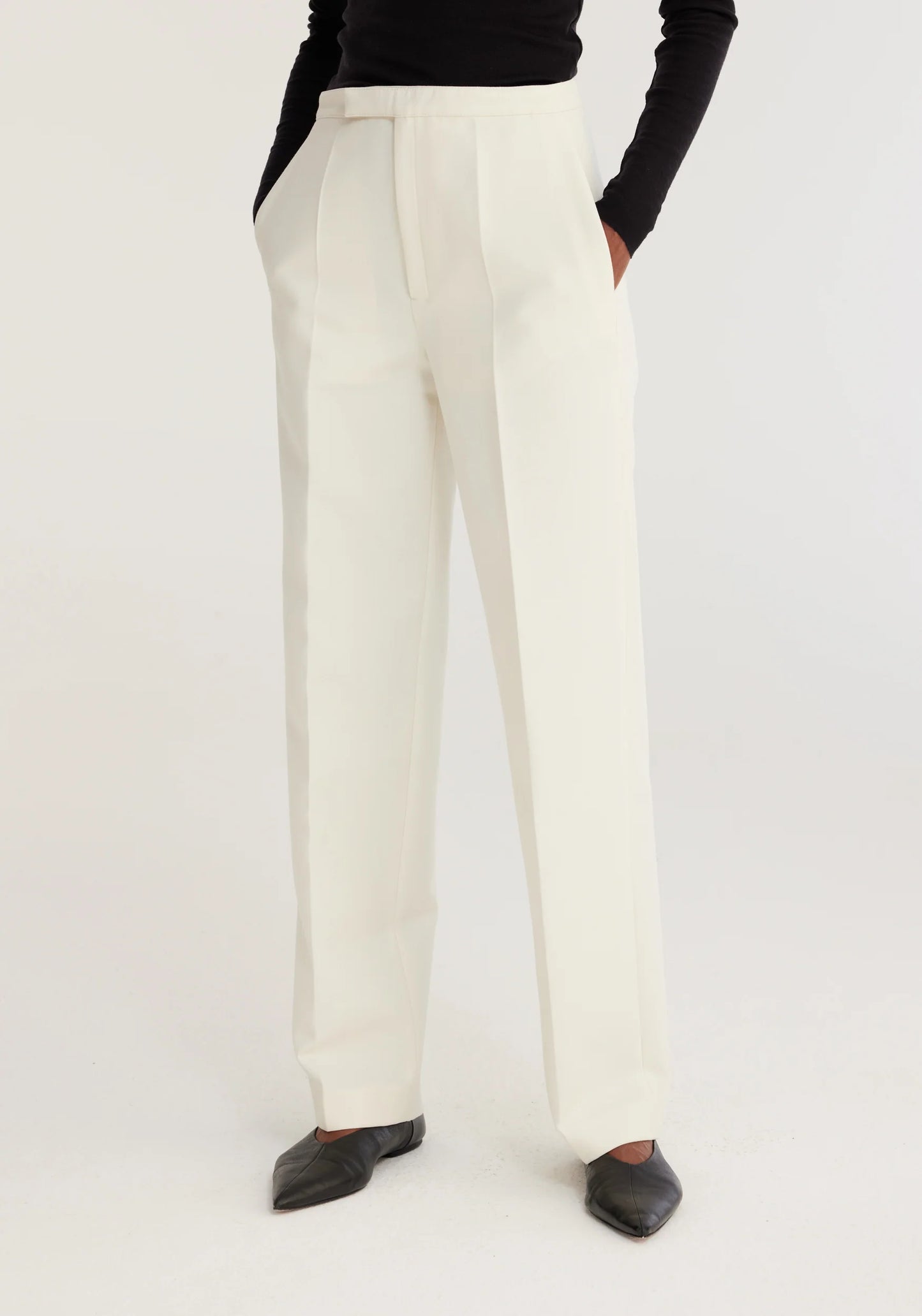 Tailored Ivory Wool Trousers