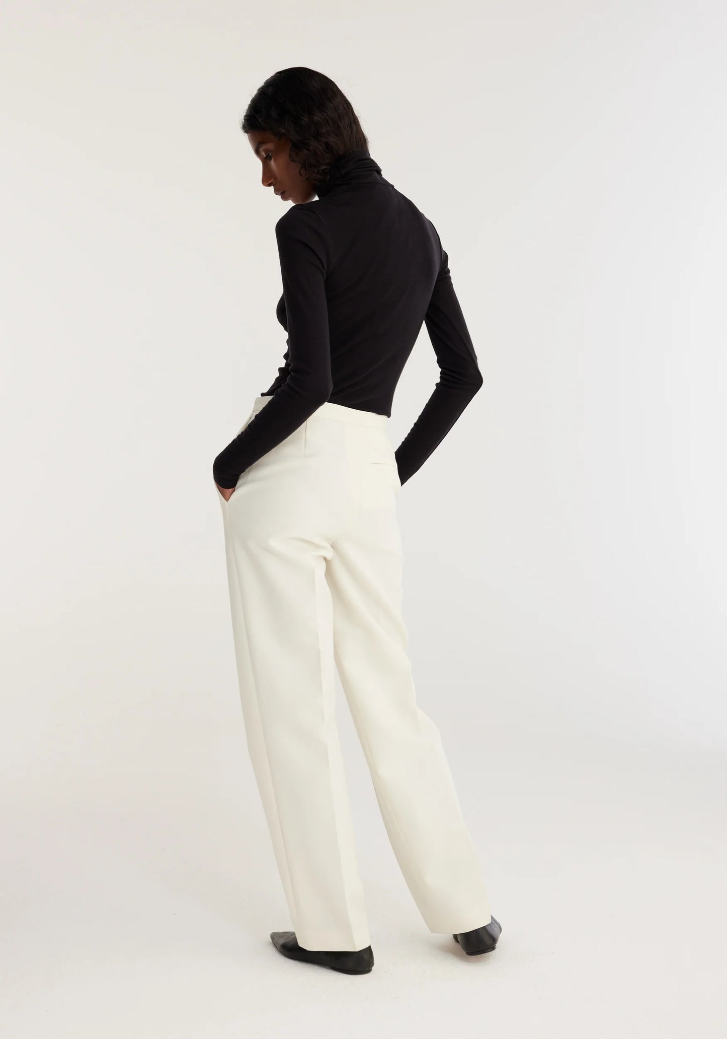 Tailored Ivory Wool Trousers