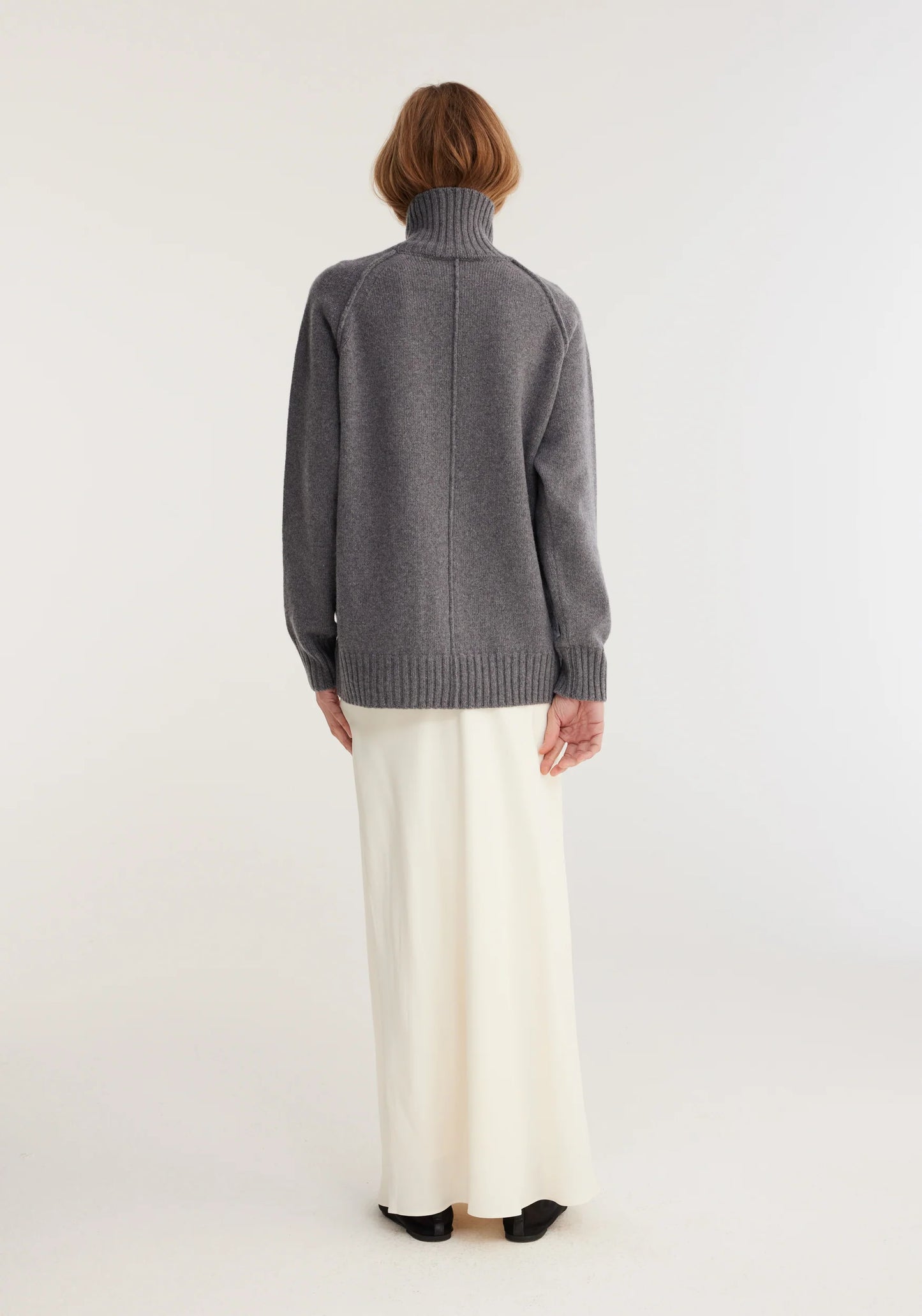 Long Cream Satin Skirt