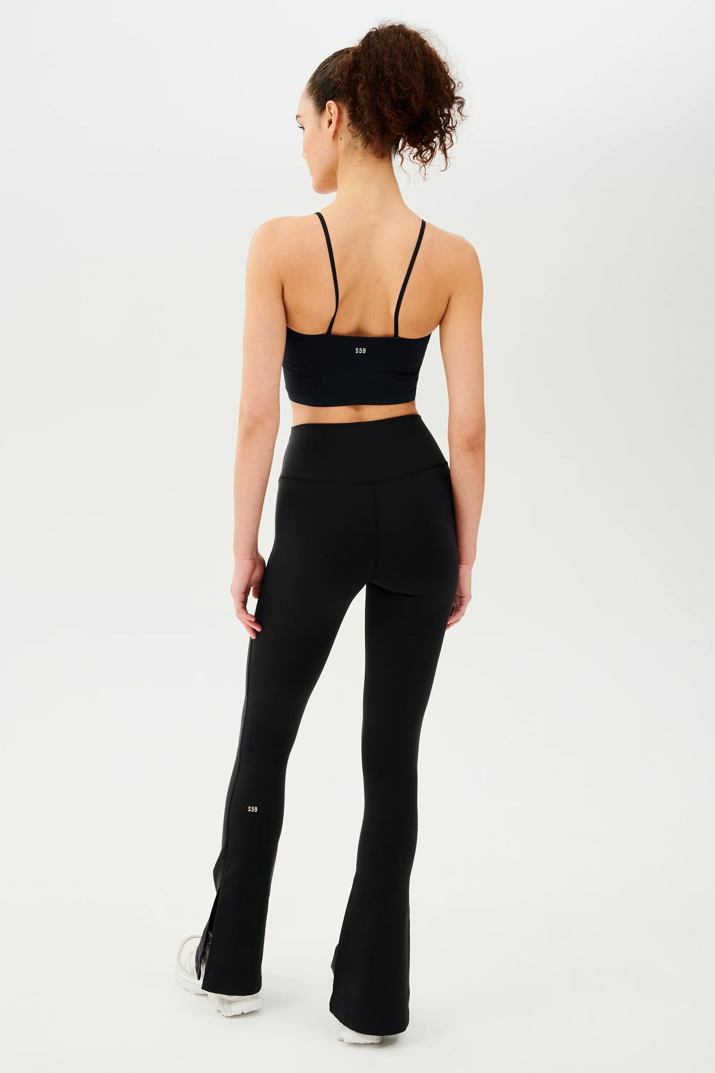 Raquel - Black High Waist Flare w/ Split Leggings