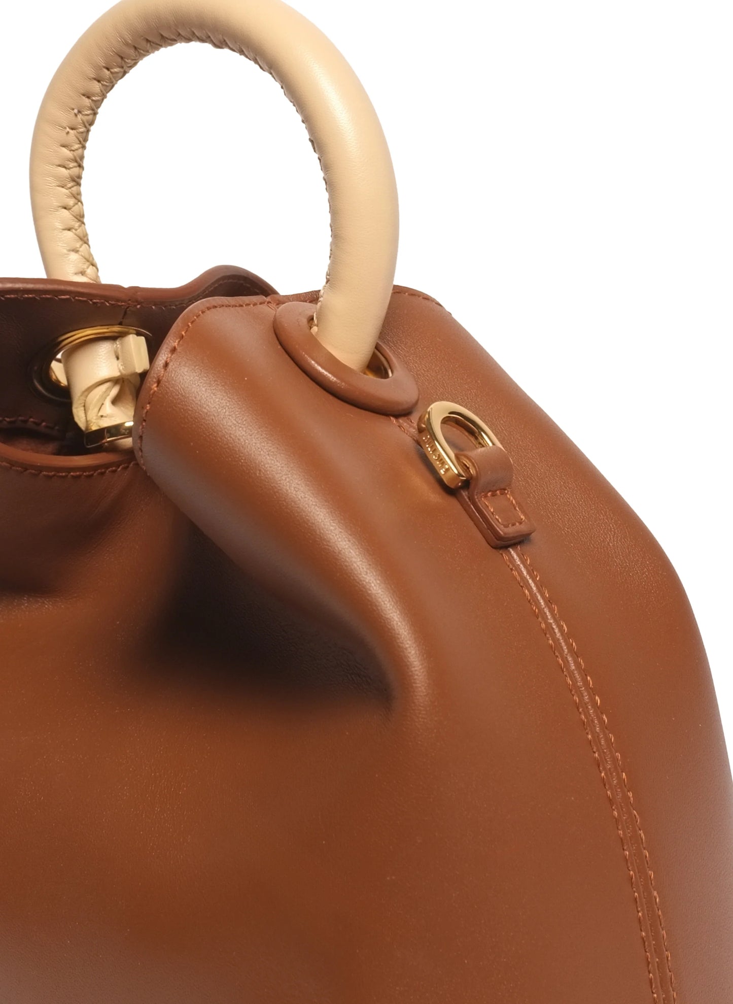 Baozi Leather Cognac/Beige Bag