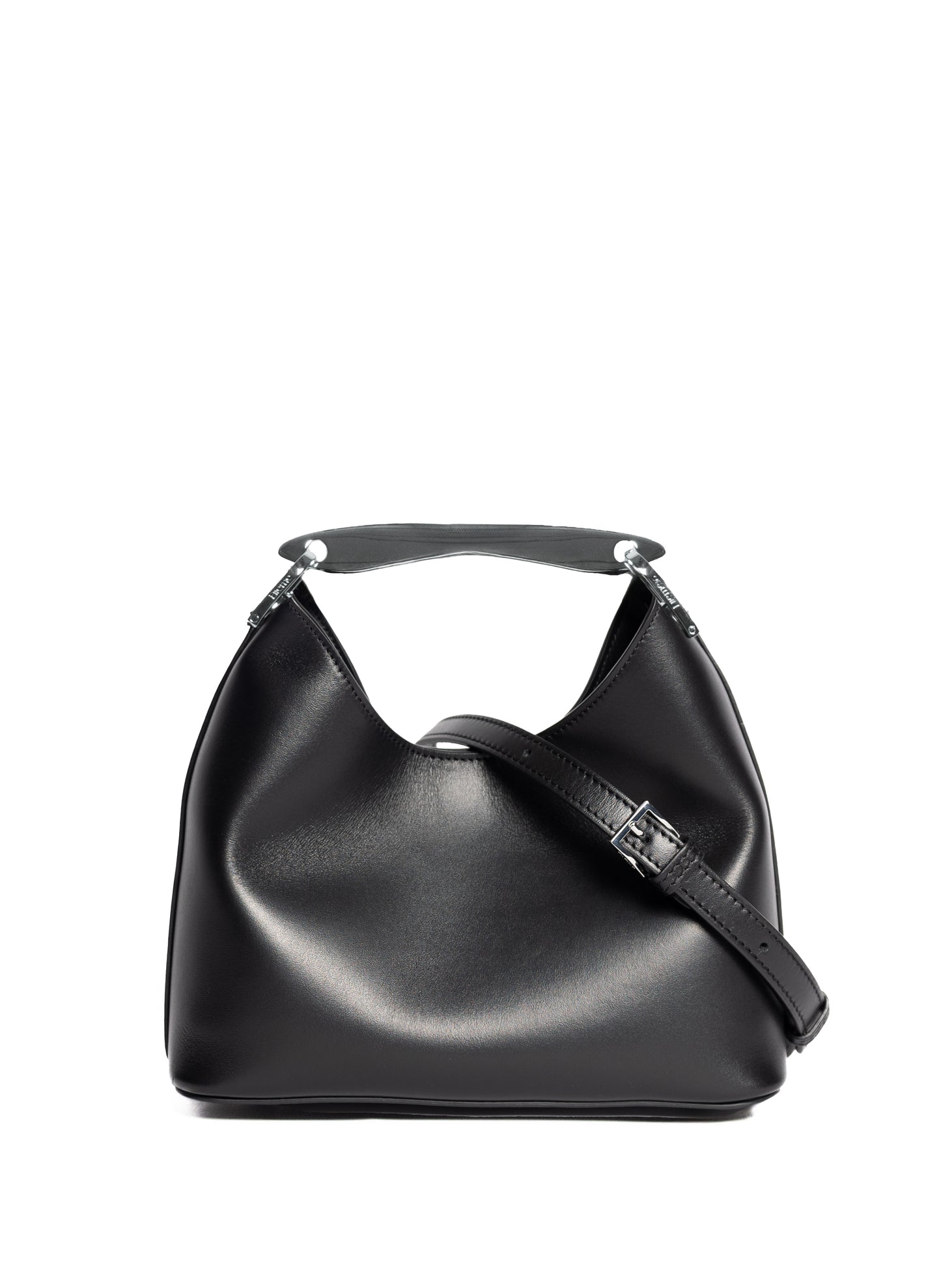 Small Boomerang Leather Black/Silver Hardware
