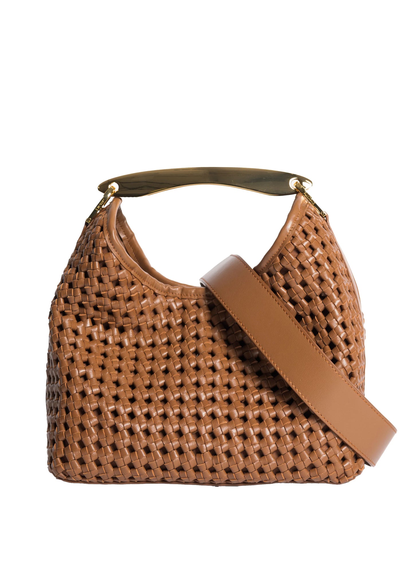 Boomerang Woven Leather Cognac