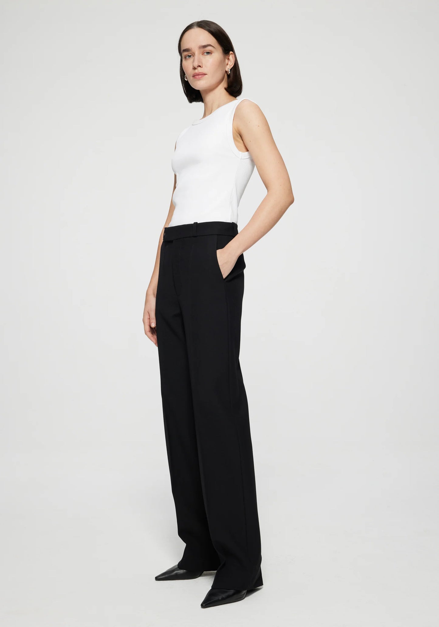 Straight Leg Tailored Black Trousers