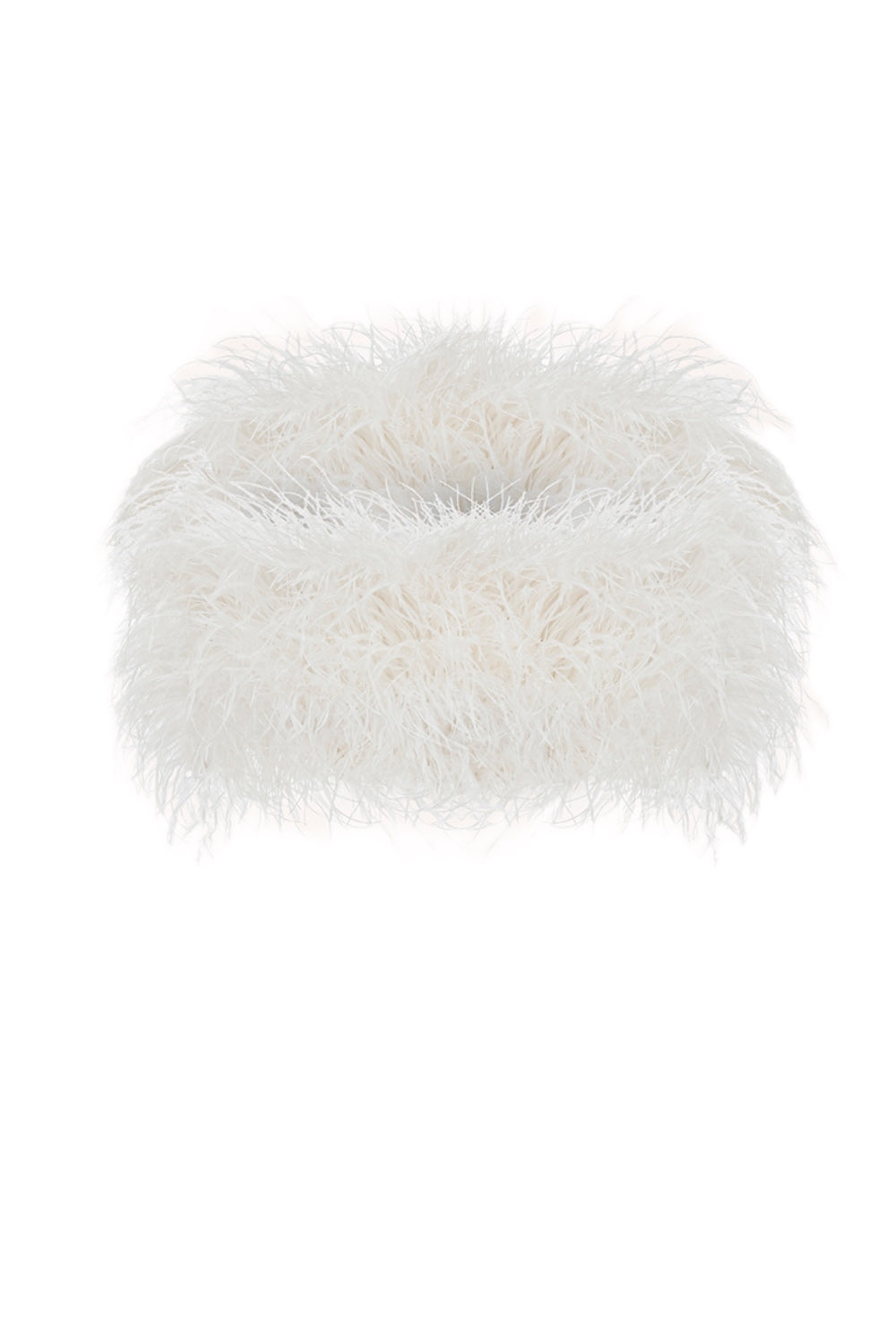Nelly - Crop Strapless White Top With Feathers