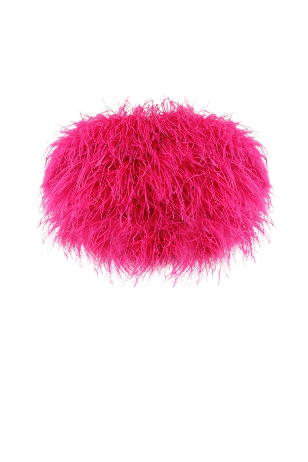 Nelly - Crop Strapless Pink Top With Feathers
