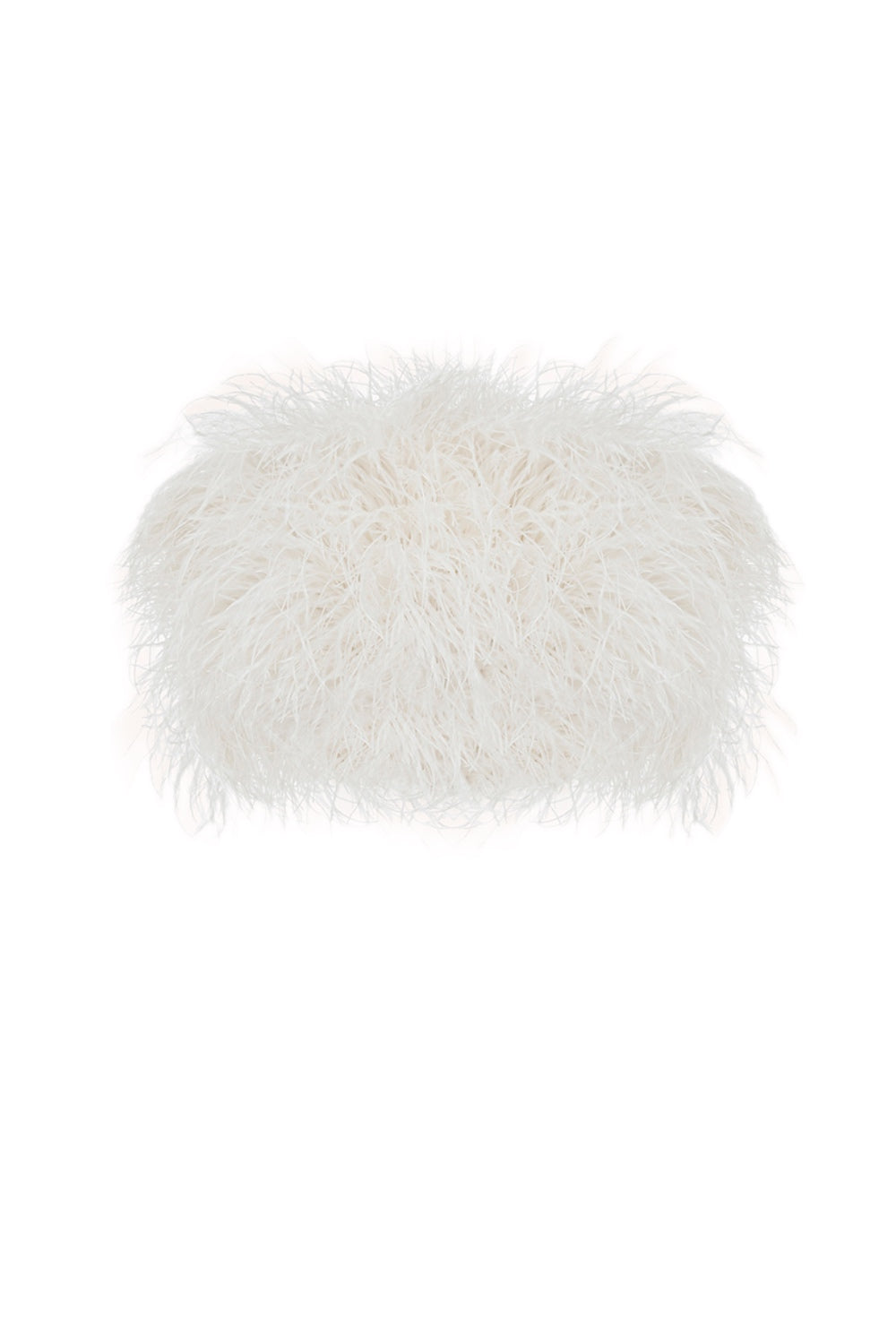 Nelly - Crop Strapless White Top With Feathers