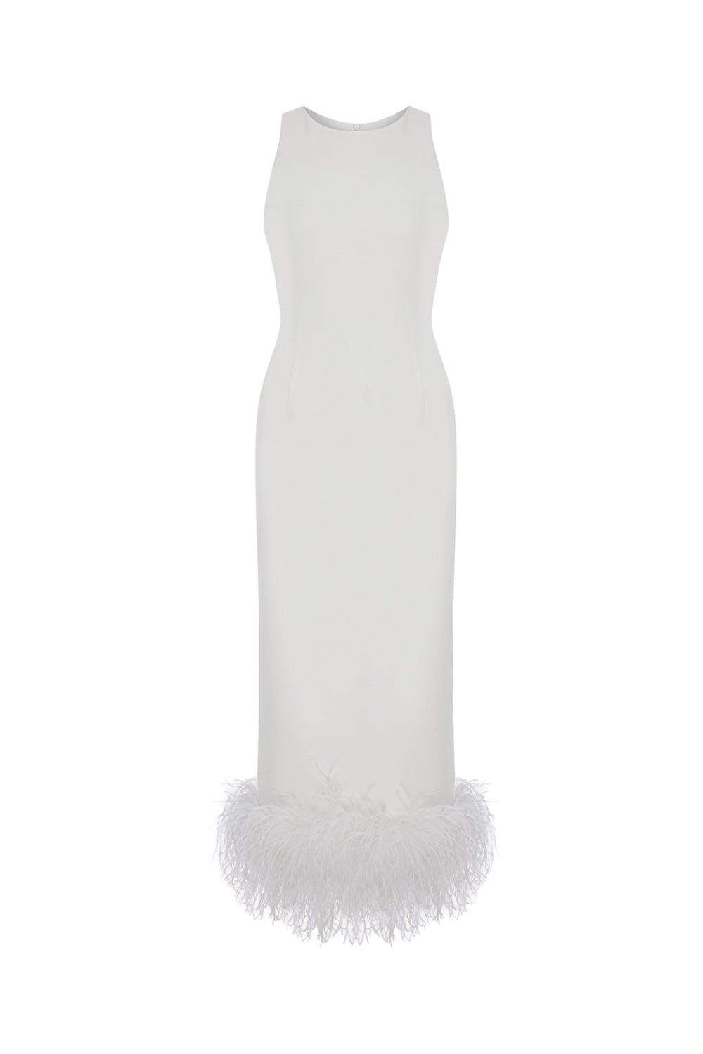 Puri - White Midi Dress With Feather Trim  ARMADIO 55