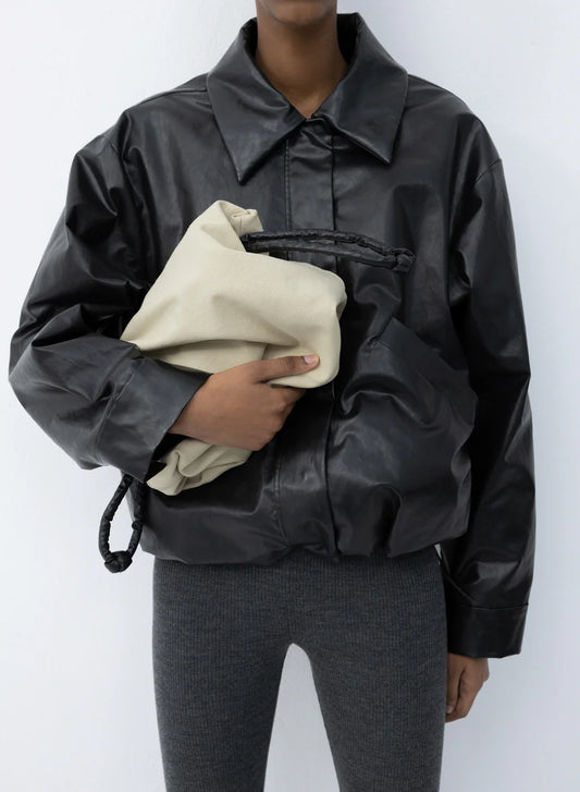 Bomber Short Oil Black Jacket