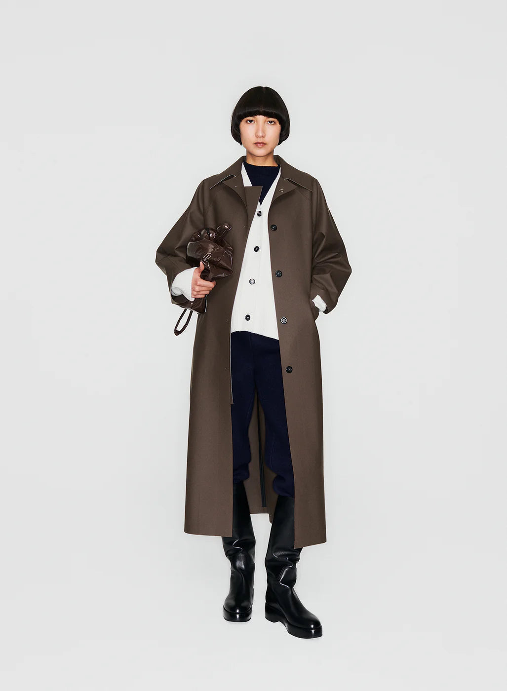 Original Long Rubber Dark Brown Coat