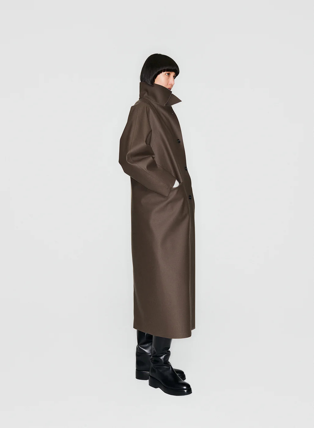 Original Long Rubber Dark Brown Coat