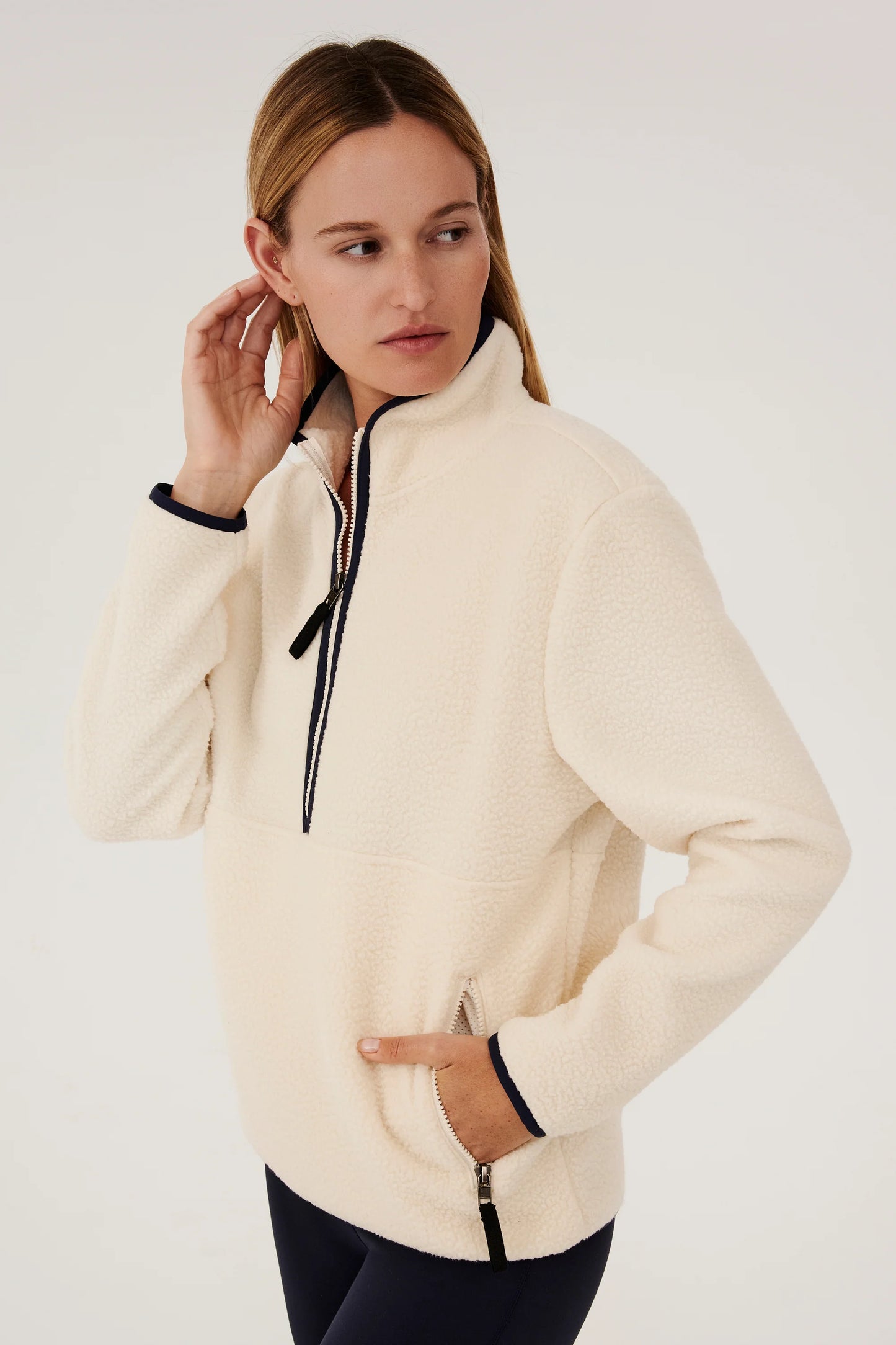 Libby - Creme Sherpa Half Zip