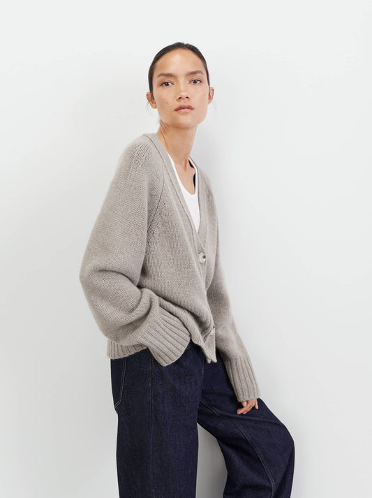 V-neck Cardigan - Greige
