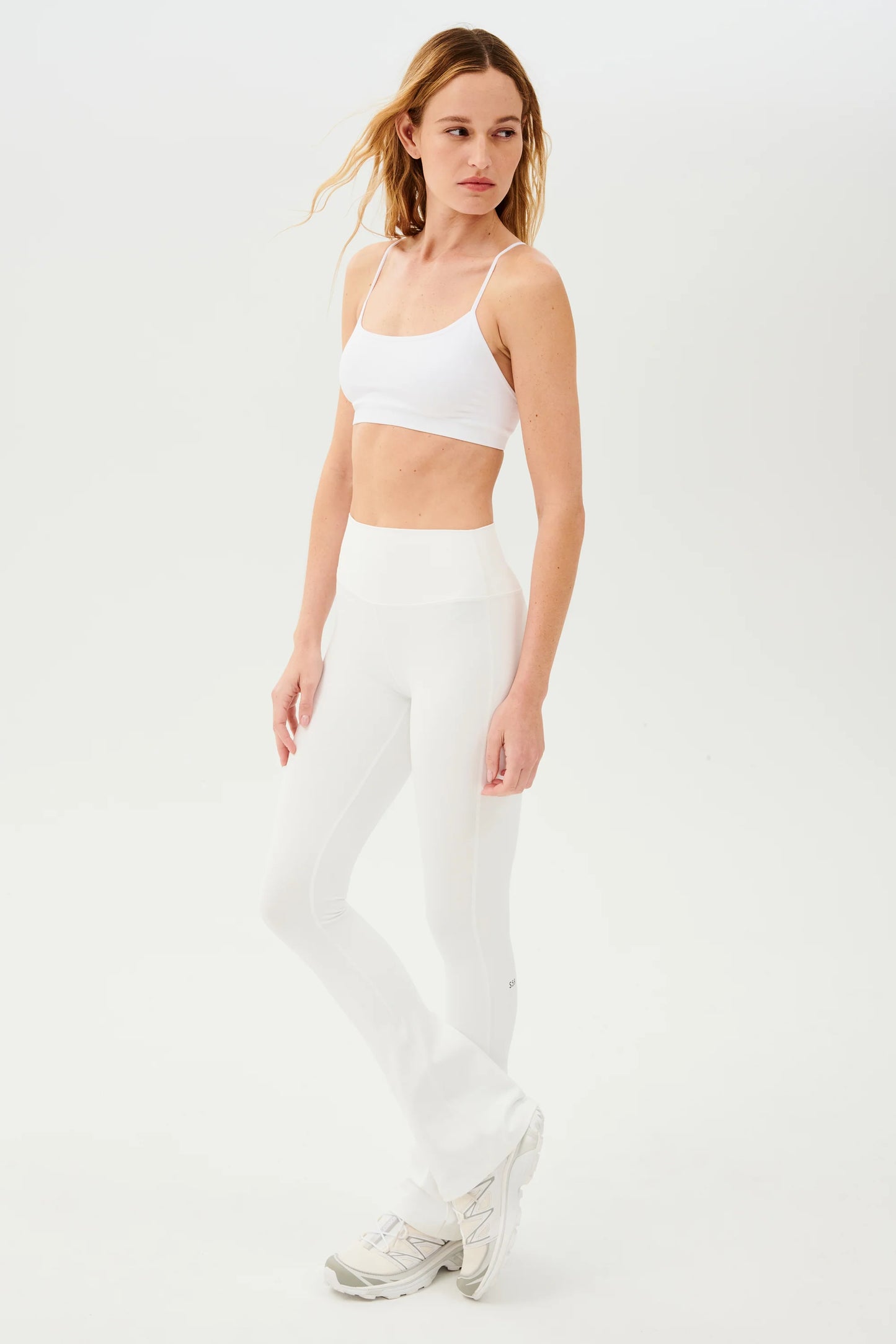 Raquel - White High Waist Flare Leggings