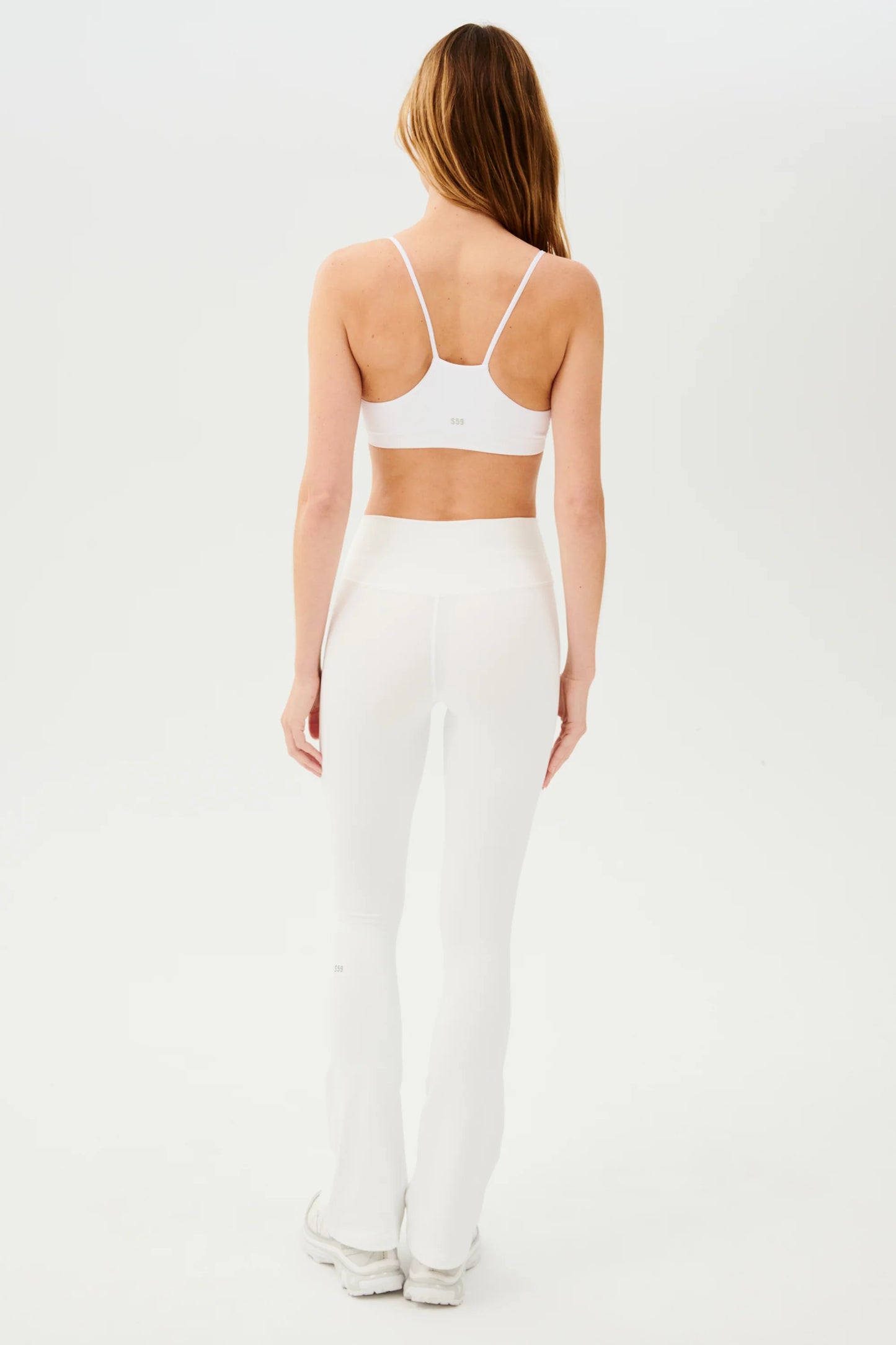 Raquel - White High Waist Flare Leggings