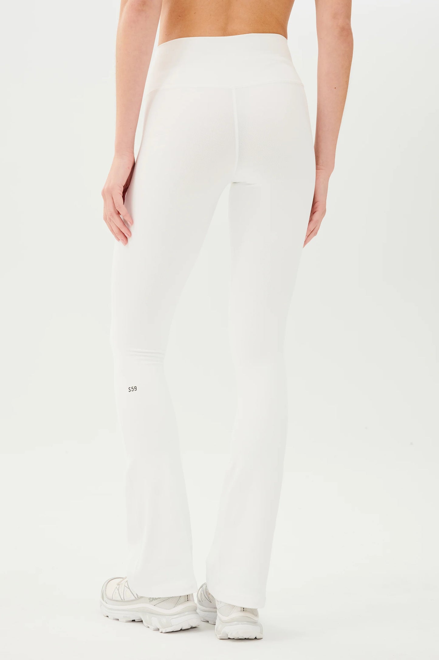 Raquel - White High Waist Flare Leggings