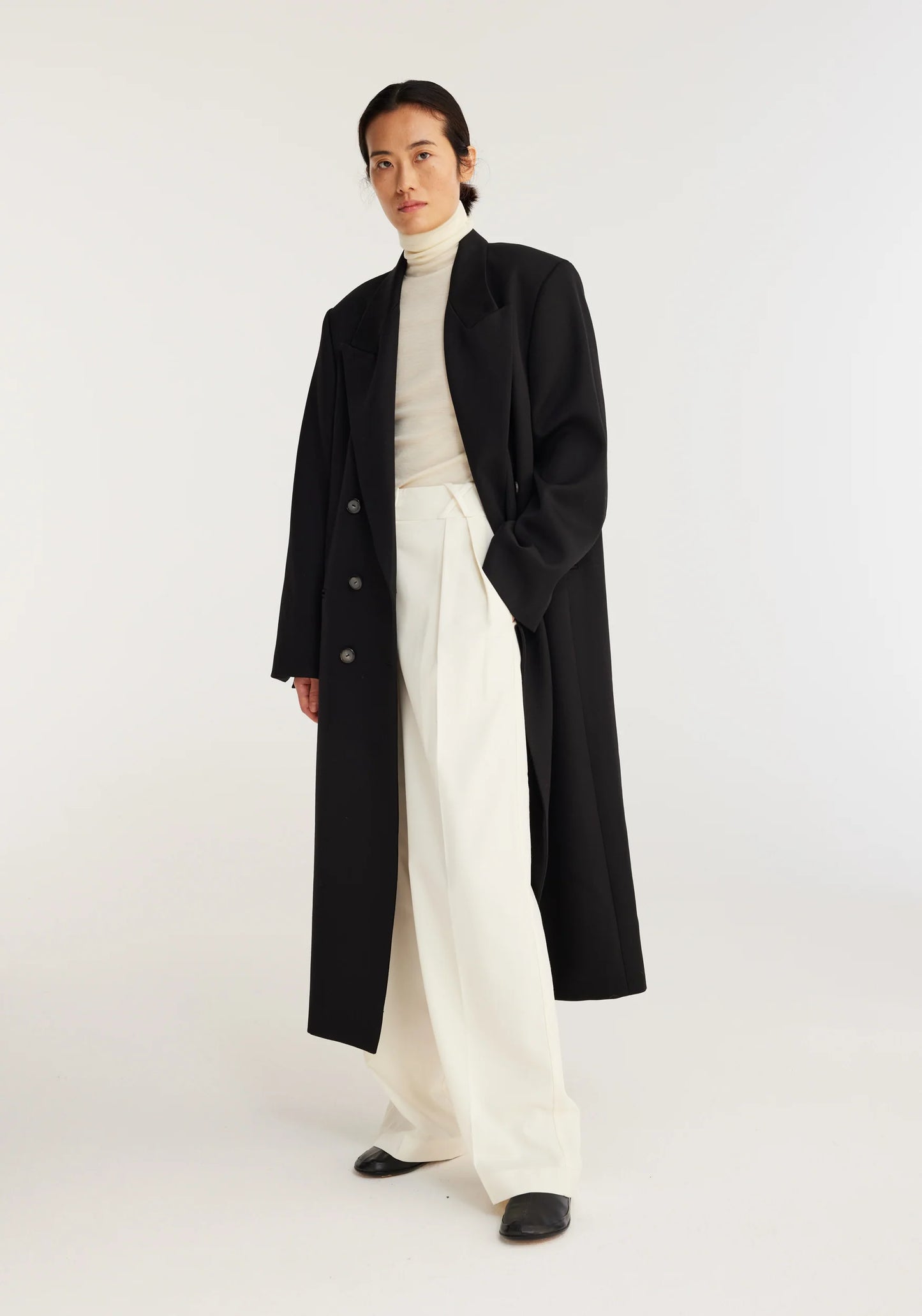 Tailored Black Cape Coat