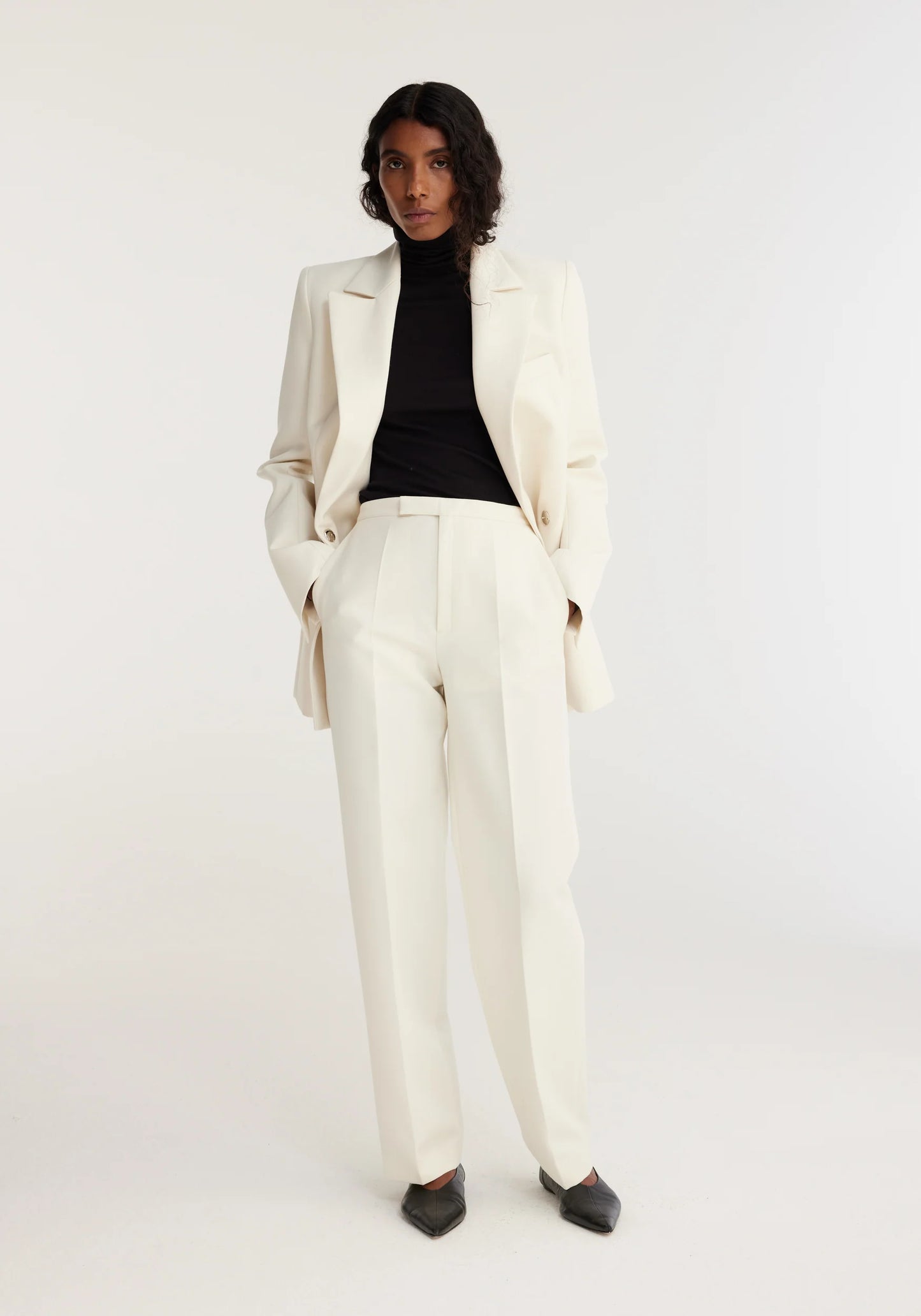 Tailored Ivory Wool Trousers