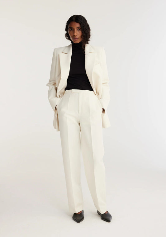 Tailored Ivory Wool Trousers