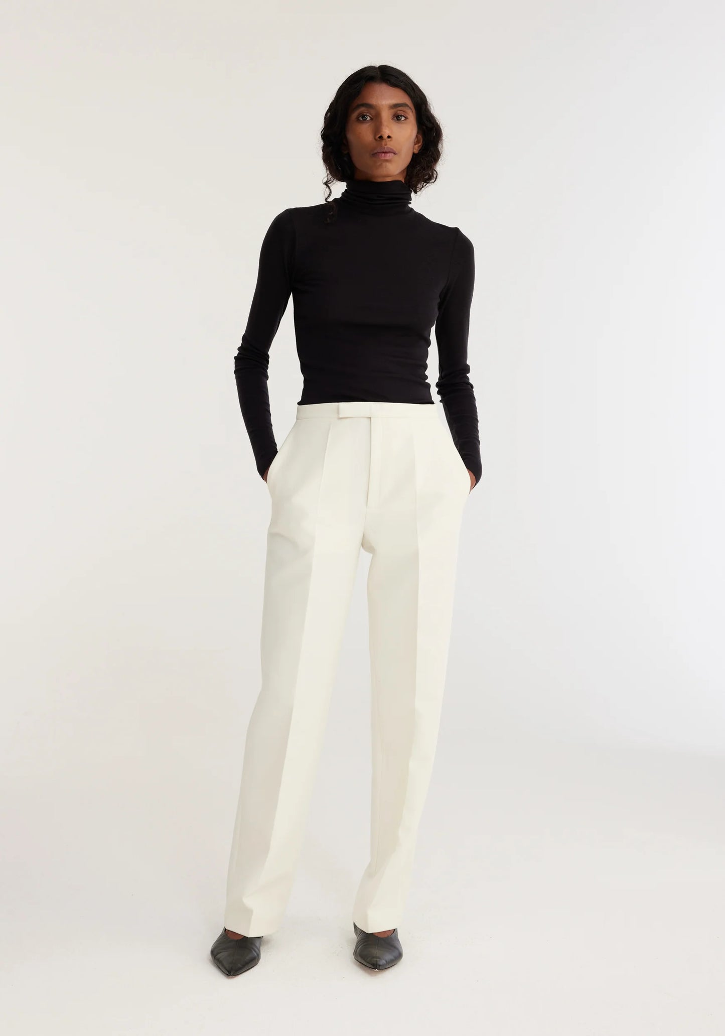 Tailored Ivory Wool Trousers