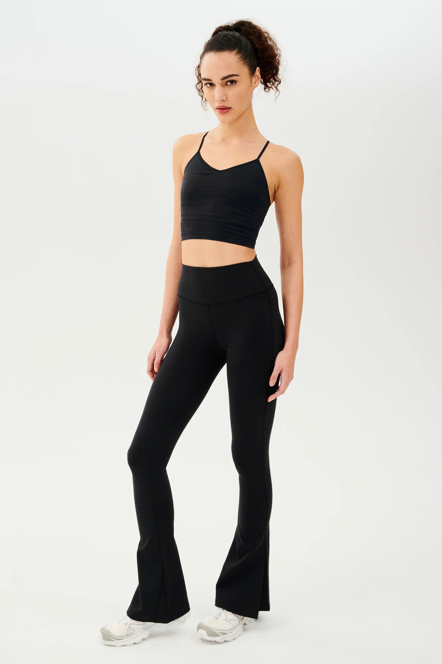 Raquel - Black High Waist Flare w/ Split Leggings