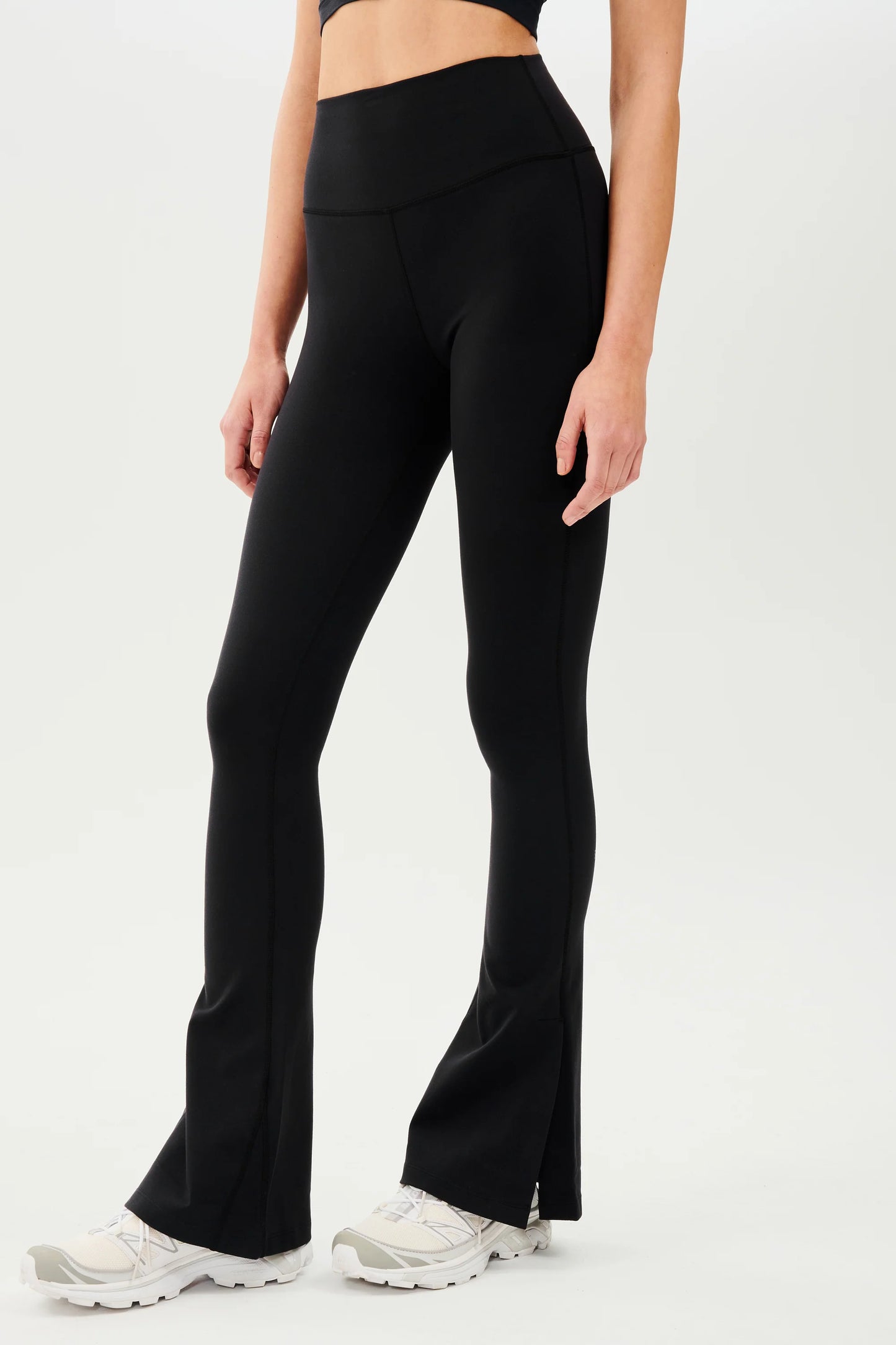 Raquel - Black High Waist Flare w/ Split Leggings