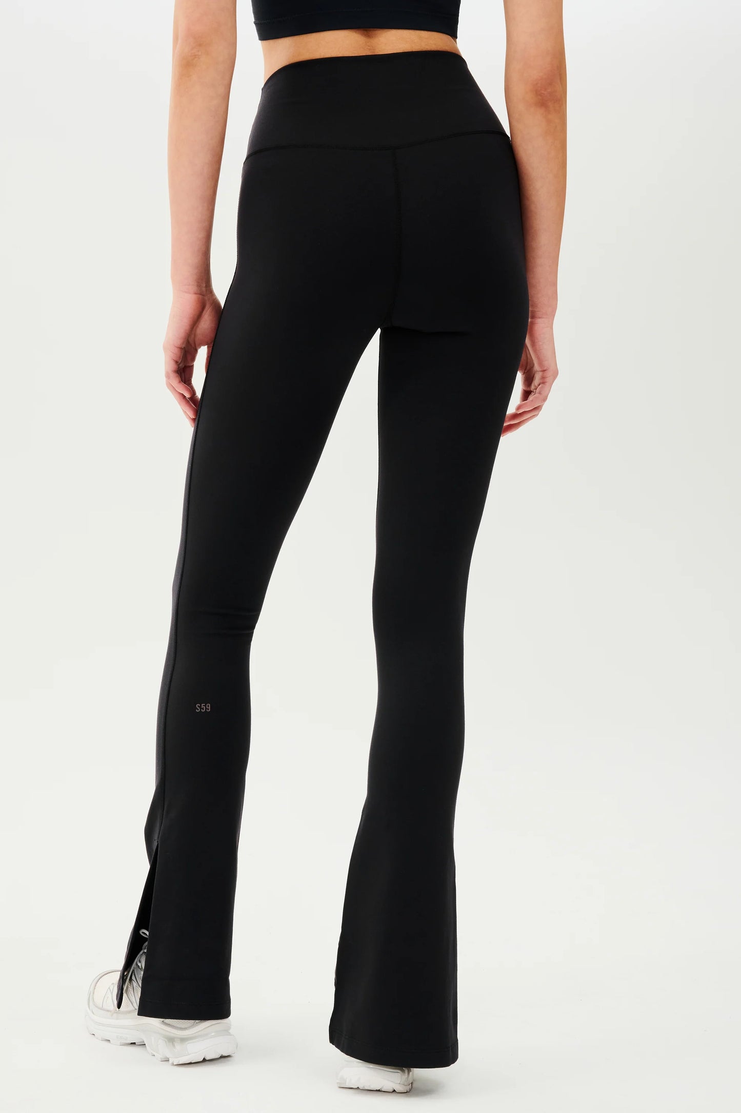 Raquel - Black High Waist Flare w/ Split Leggings