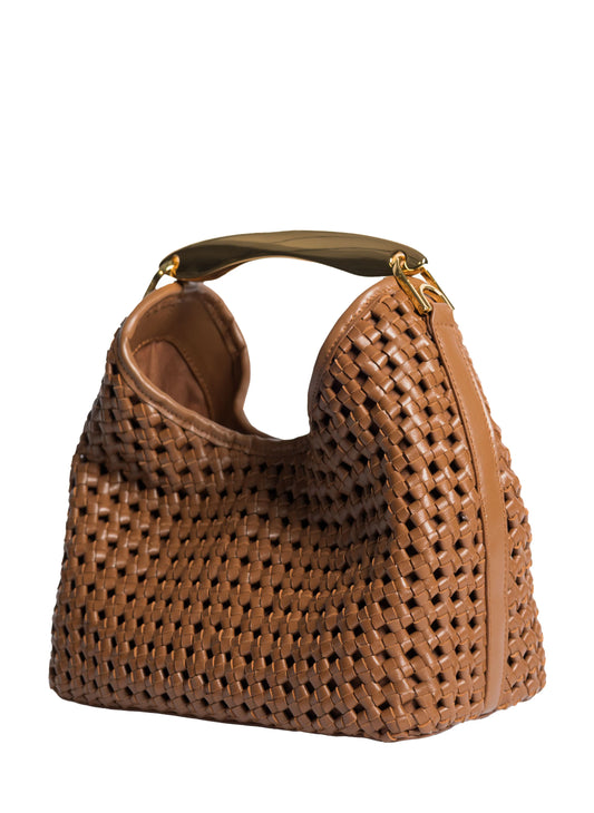 Boomerang Woven Leather Cognac