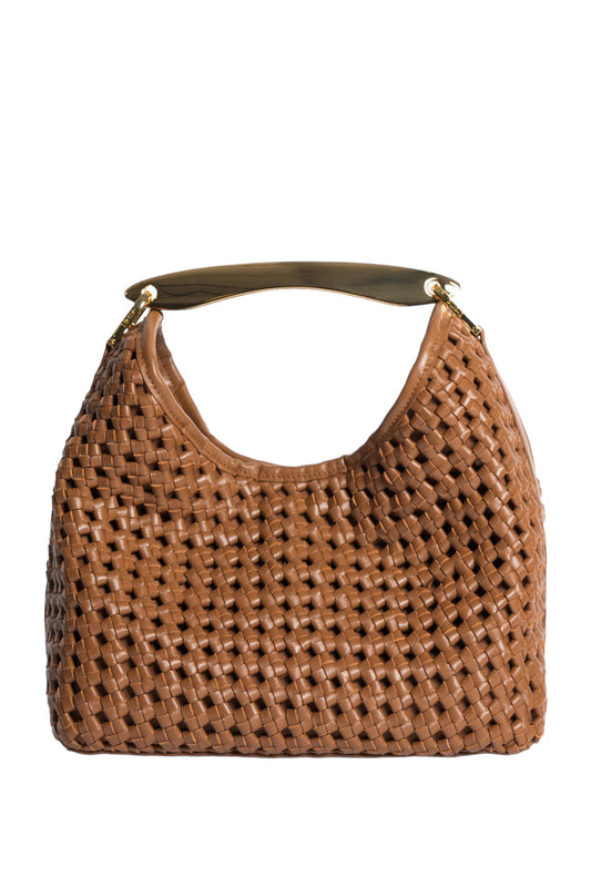 Boomerang Woven Leather Cognac