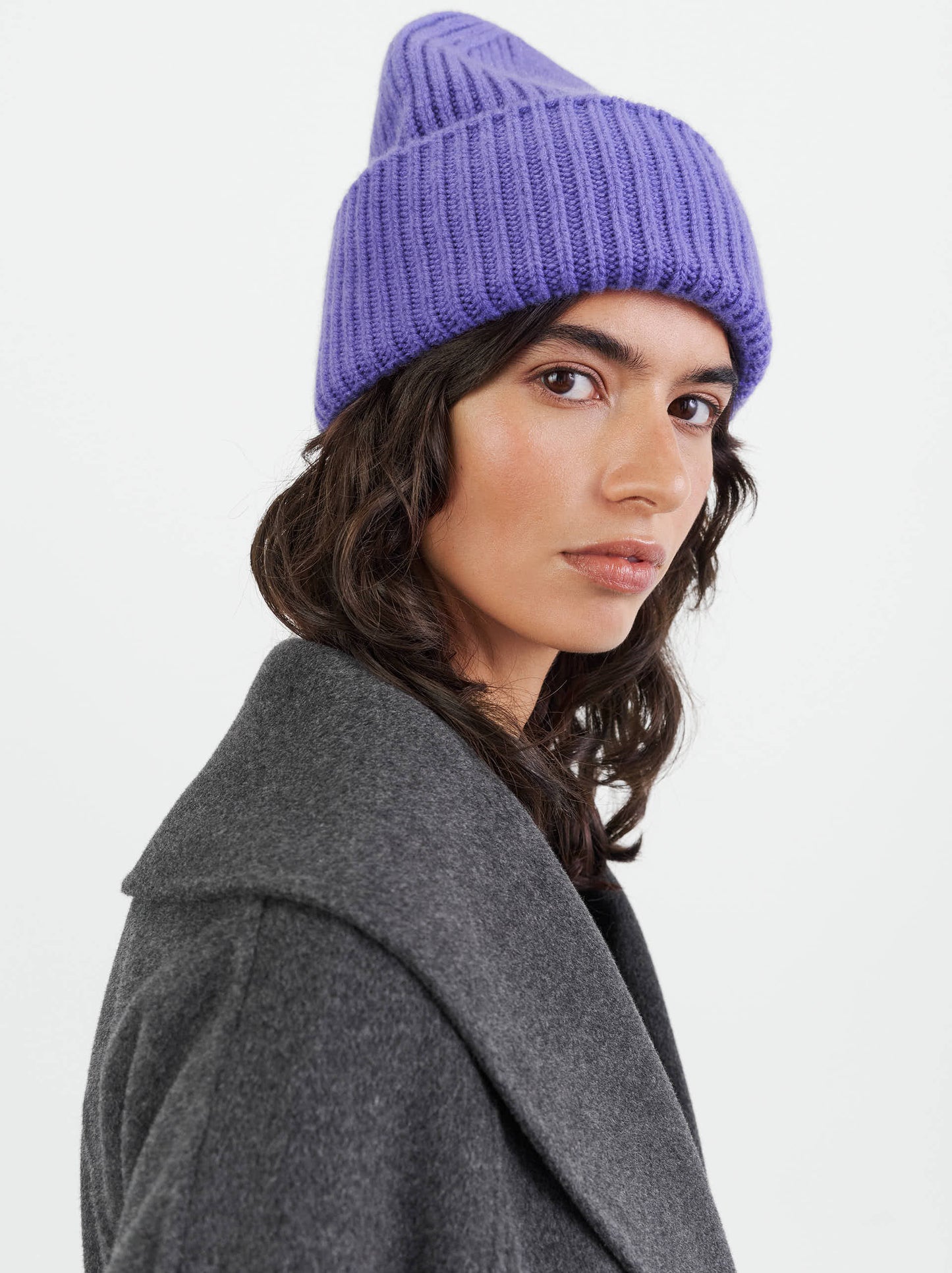 Ribbed Beanie - Purple