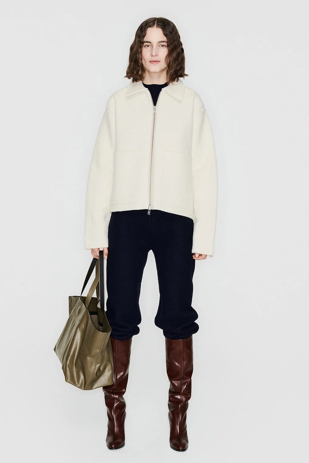 Blouson Jacket Boiled Wool - Soft White