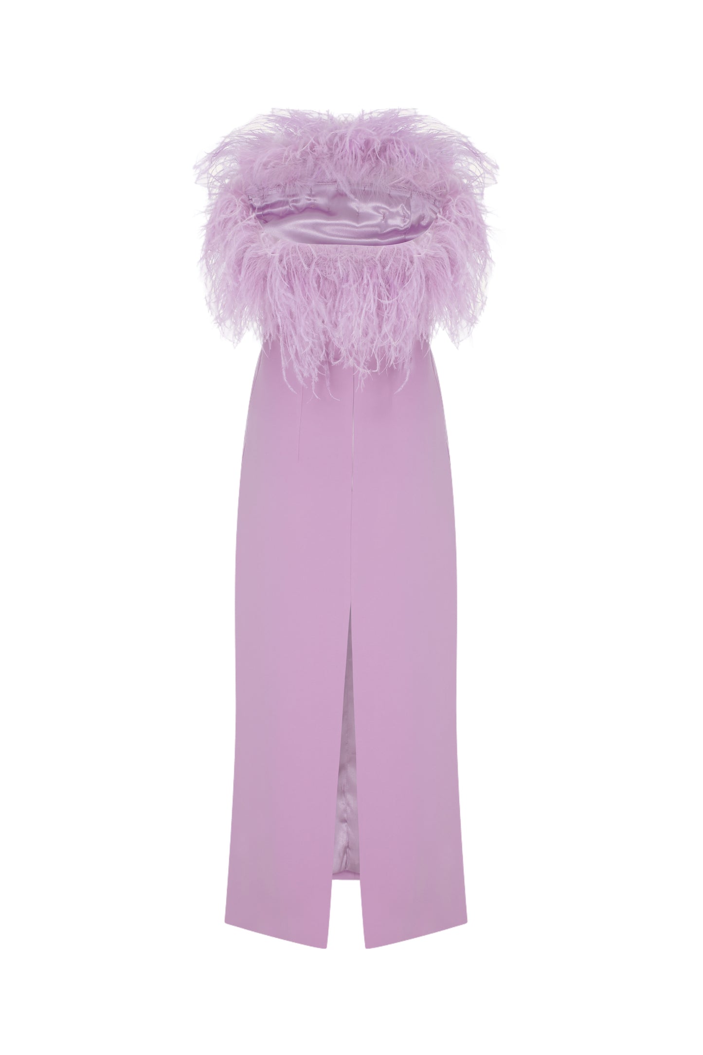Alanis - Strapless Lilac Midi Dress With Feather Details
