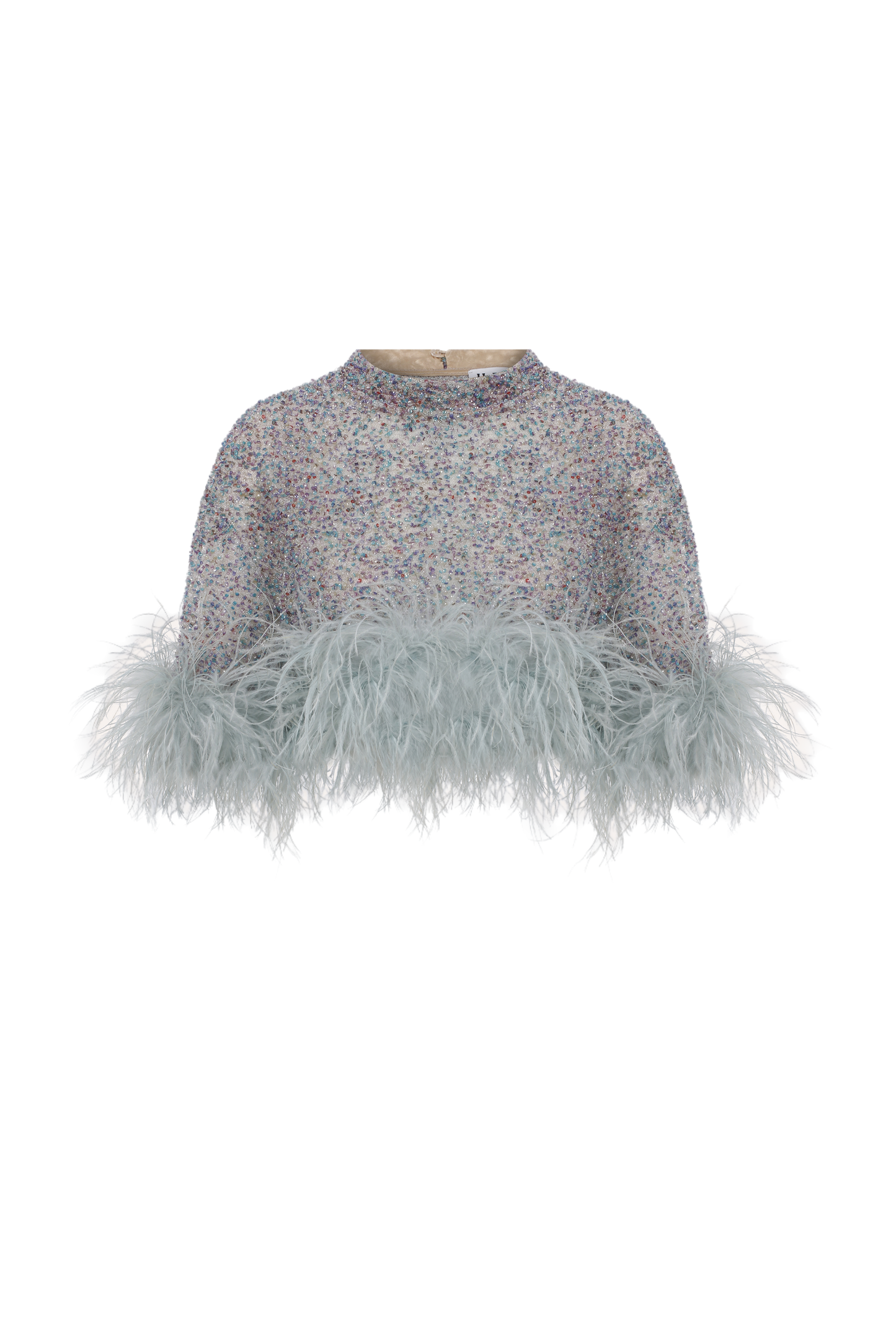 Camille - Crop Top Tshirt With Feathers