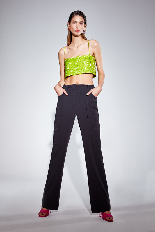 Clara - Green Sequin Crop Top