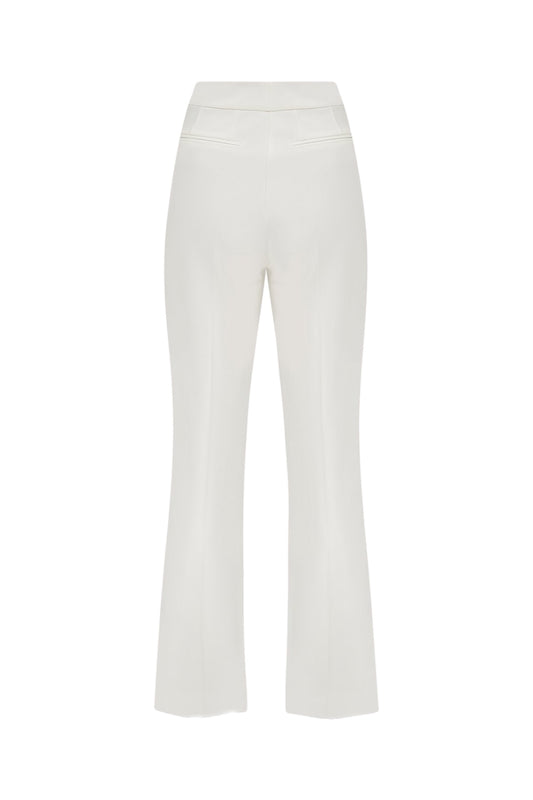 Isla - White Double Pleated Trousers