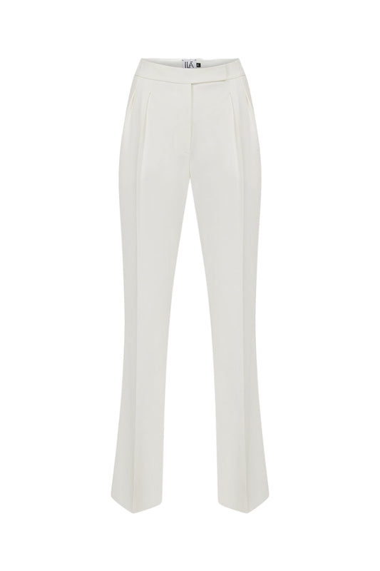 Isla - White Double Pleated Trousers