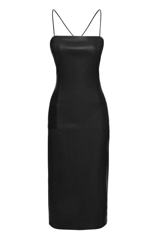 Monica - Black Leather Dress