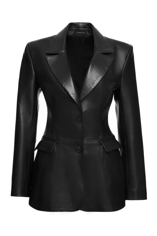 Jaqueline - Black Leather Blazer